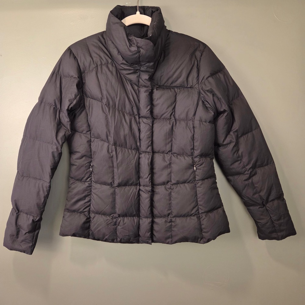 Nau Womens Quilted Down Feather Insulated Puffer Jacket Snap ClosureBlack Size S